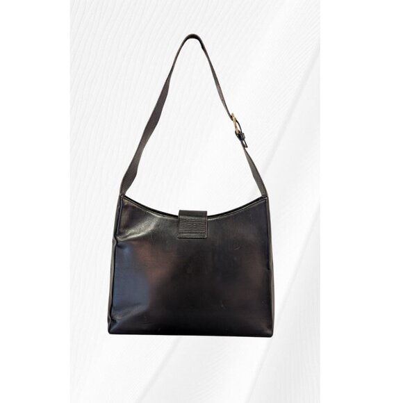 Salvatore Ferragamo Gancini Black Leather Shoulder Bag - Picture 2 of 7